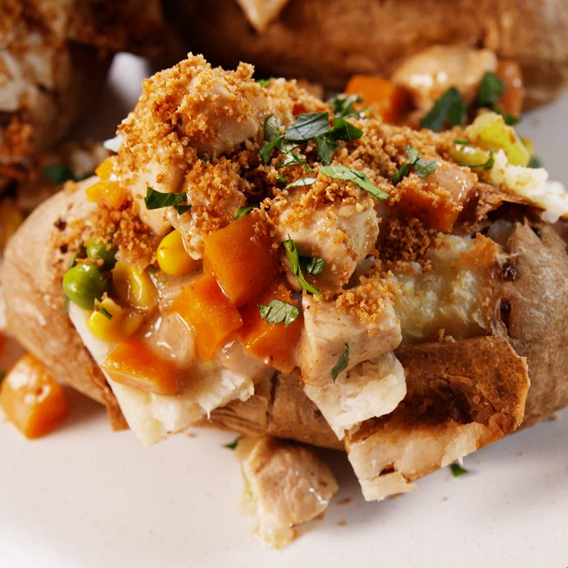 Chicken Pot Pie Baked Potatoes
