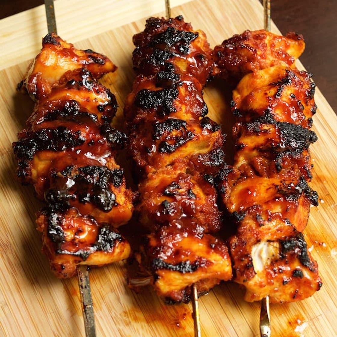 Bourbon Bacon BBQ Chicken Kebabs Recipe