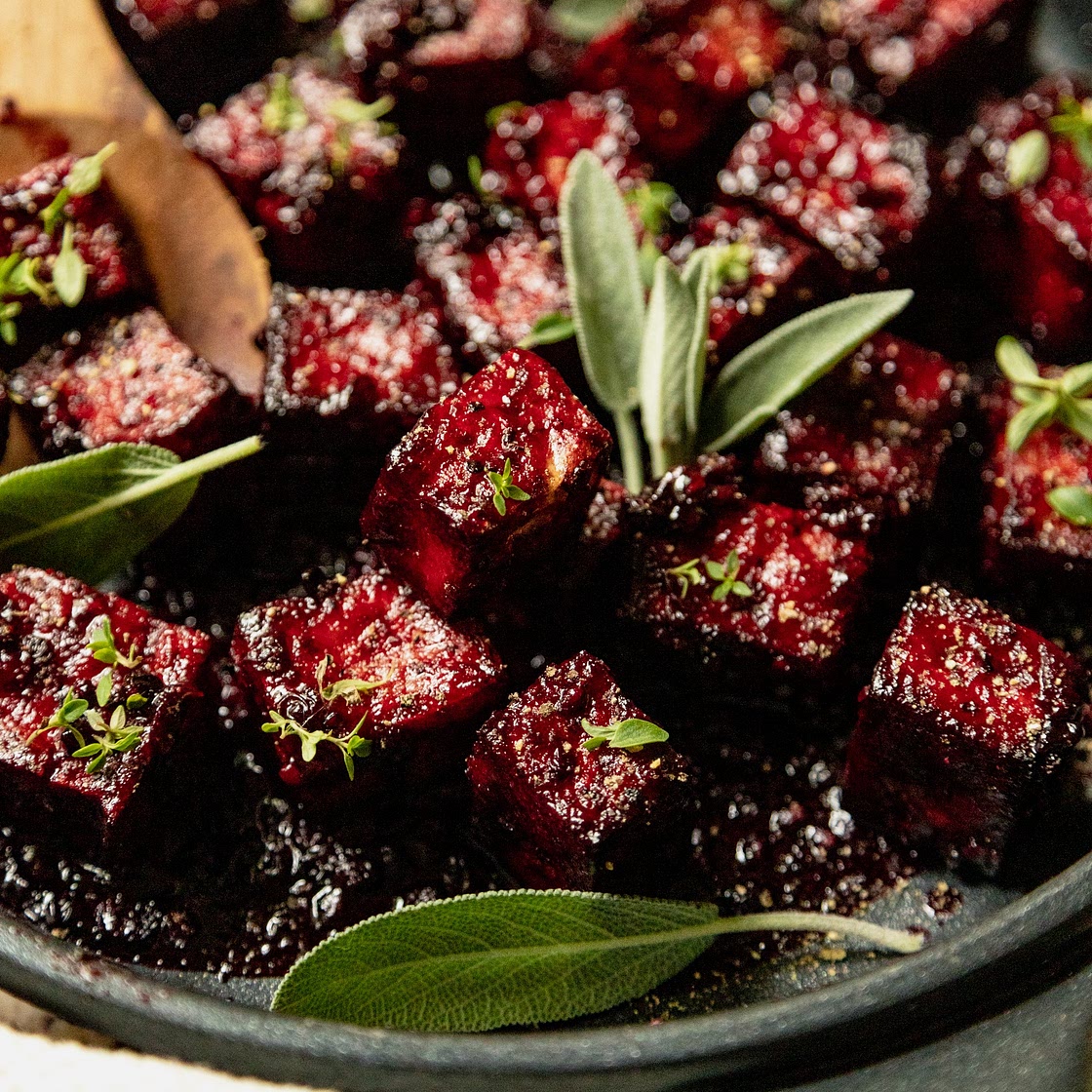 Blackberry Glazed Tofu with Black Pepper & Chili