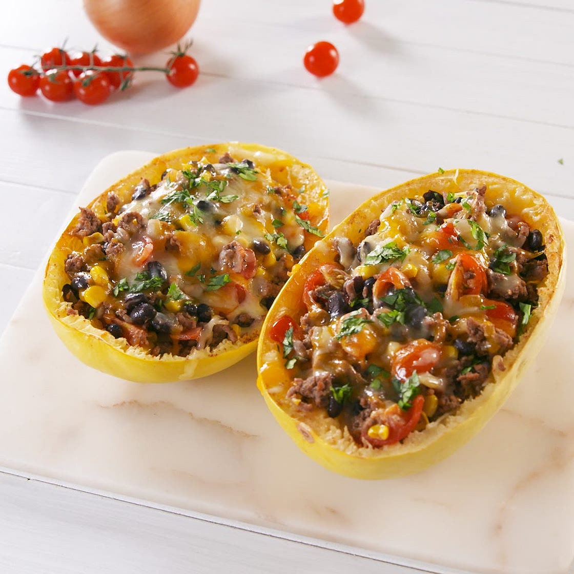 Burrito Spaghetti Squash Boats