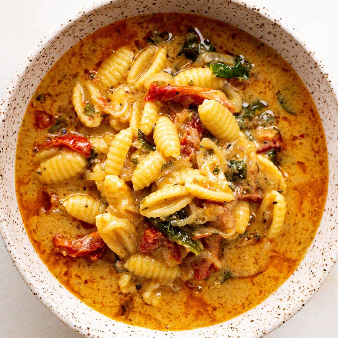 Brothy Cavatelli with Sundried Tomatoes & Parmesan