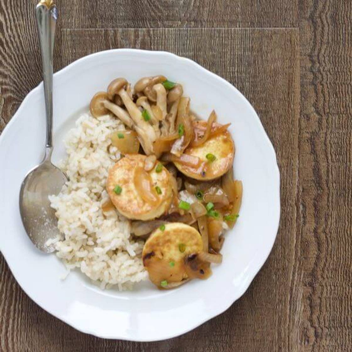 Egg Tofu with Mushroom Gravy