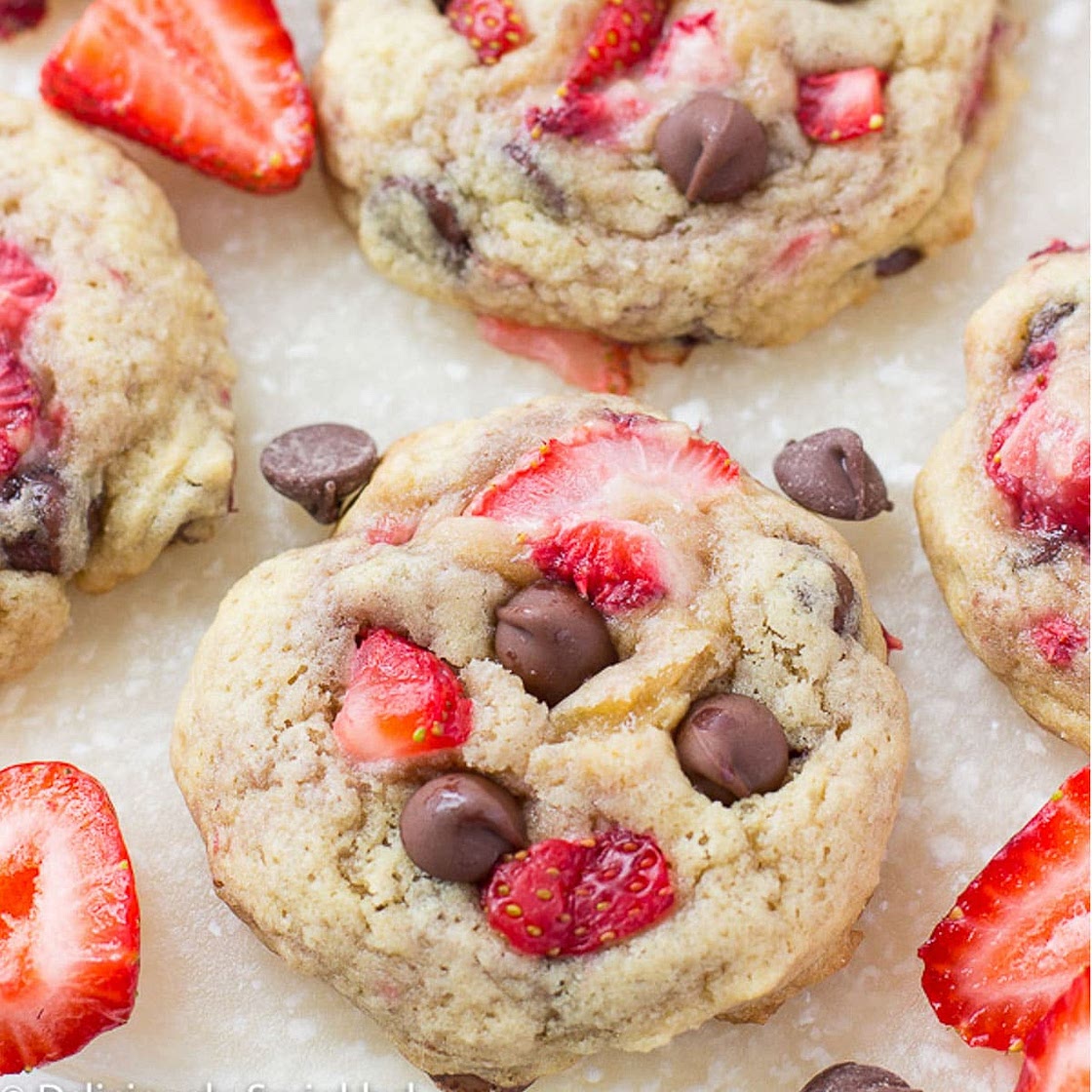 Strawberry Cookies with Chocolate Chips