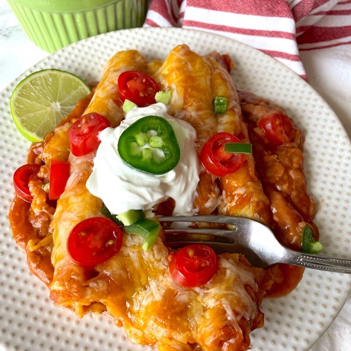 Lazy Enchiladas (Frozen Taquito Casserole)