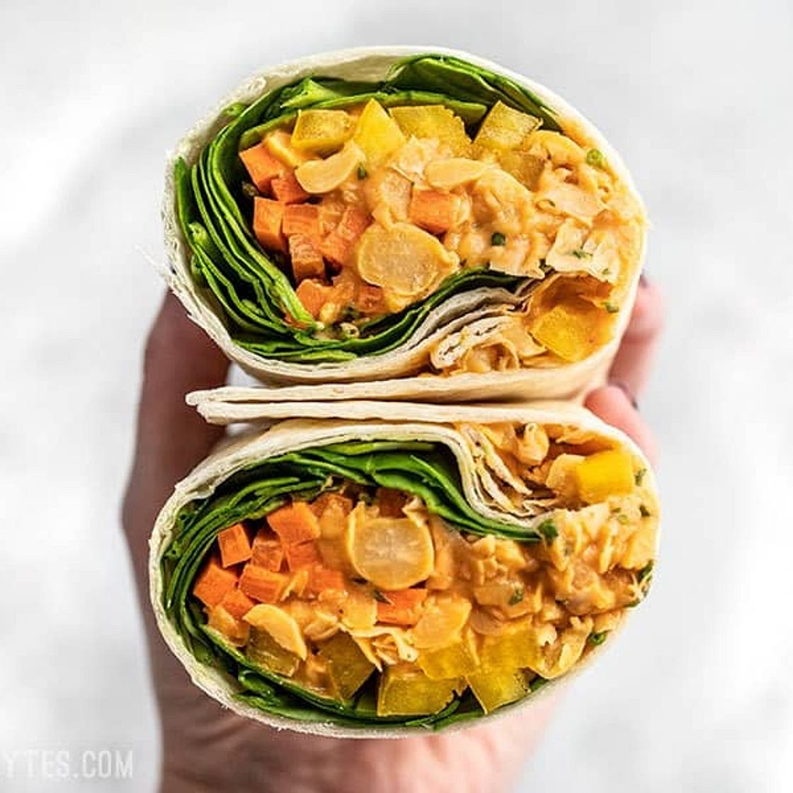 Sriracha Chickpea Salad Wraps