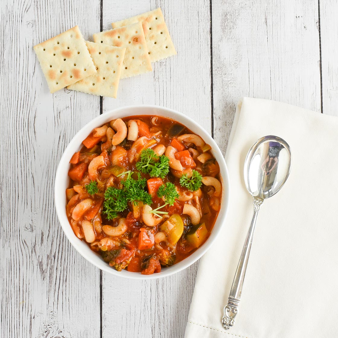 Low-FODMAP Minestrone Vegetable Soup Recipe; Gluten-free, Vegan