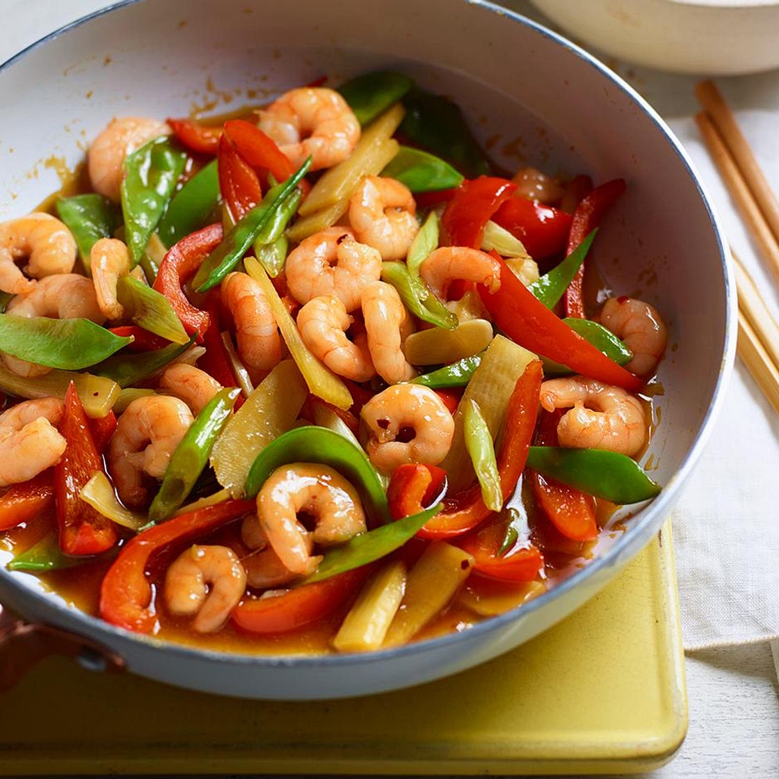 Sizzling garlic prawn stir-fry