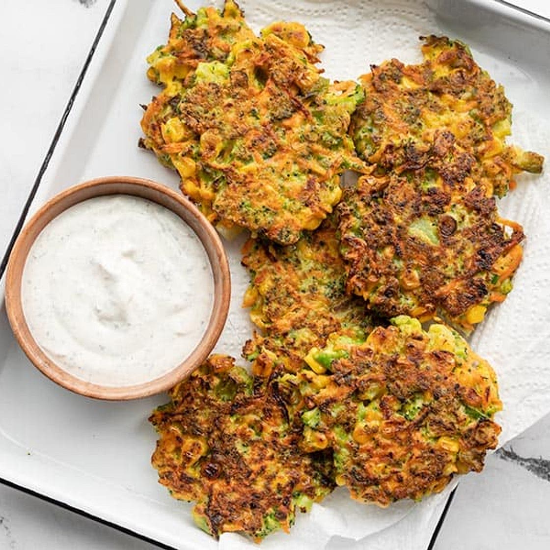 Vegetable Fritters with Garlic Herb Dipping Sauce