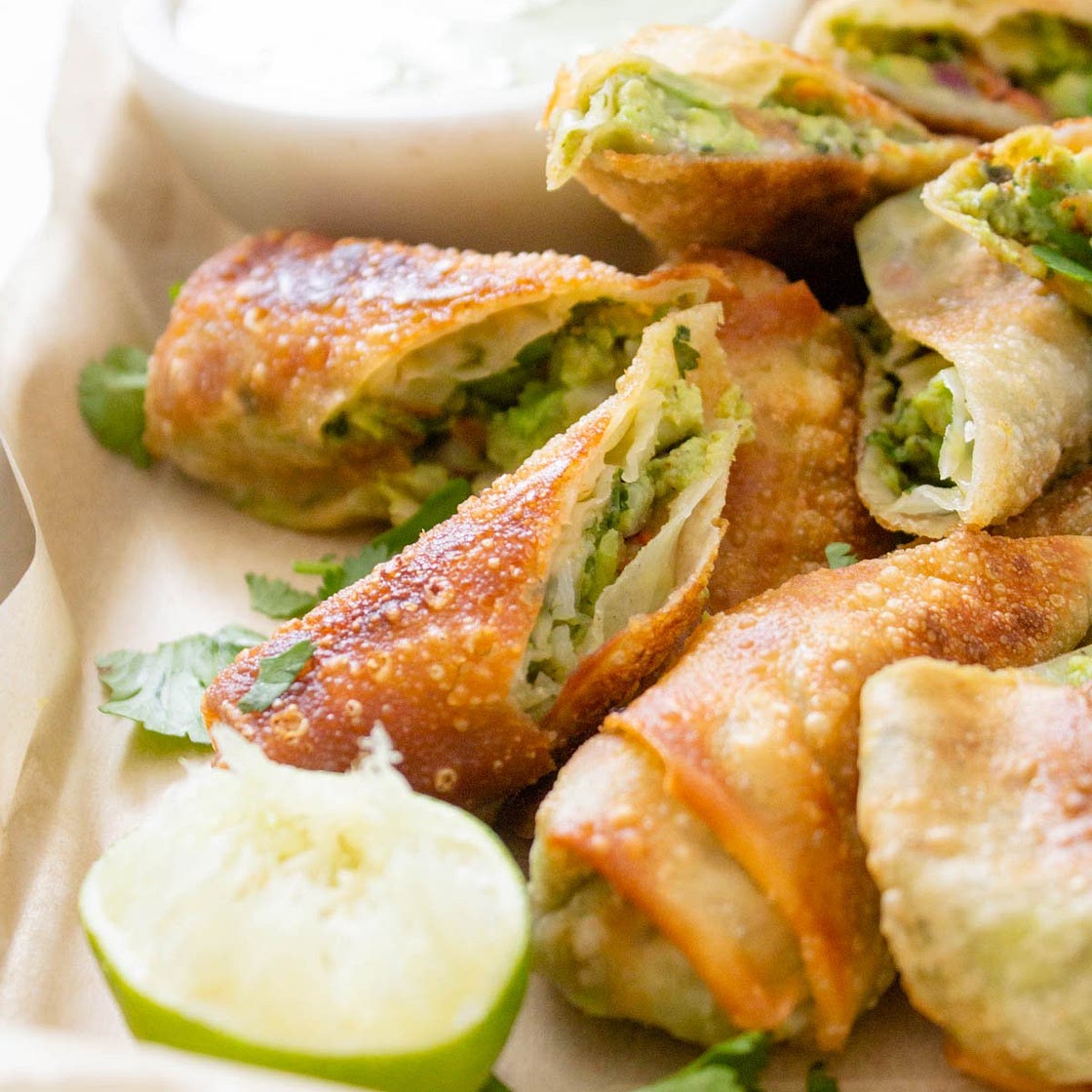 Avocado Egg Rolls with Vegan Cilantro Ranch