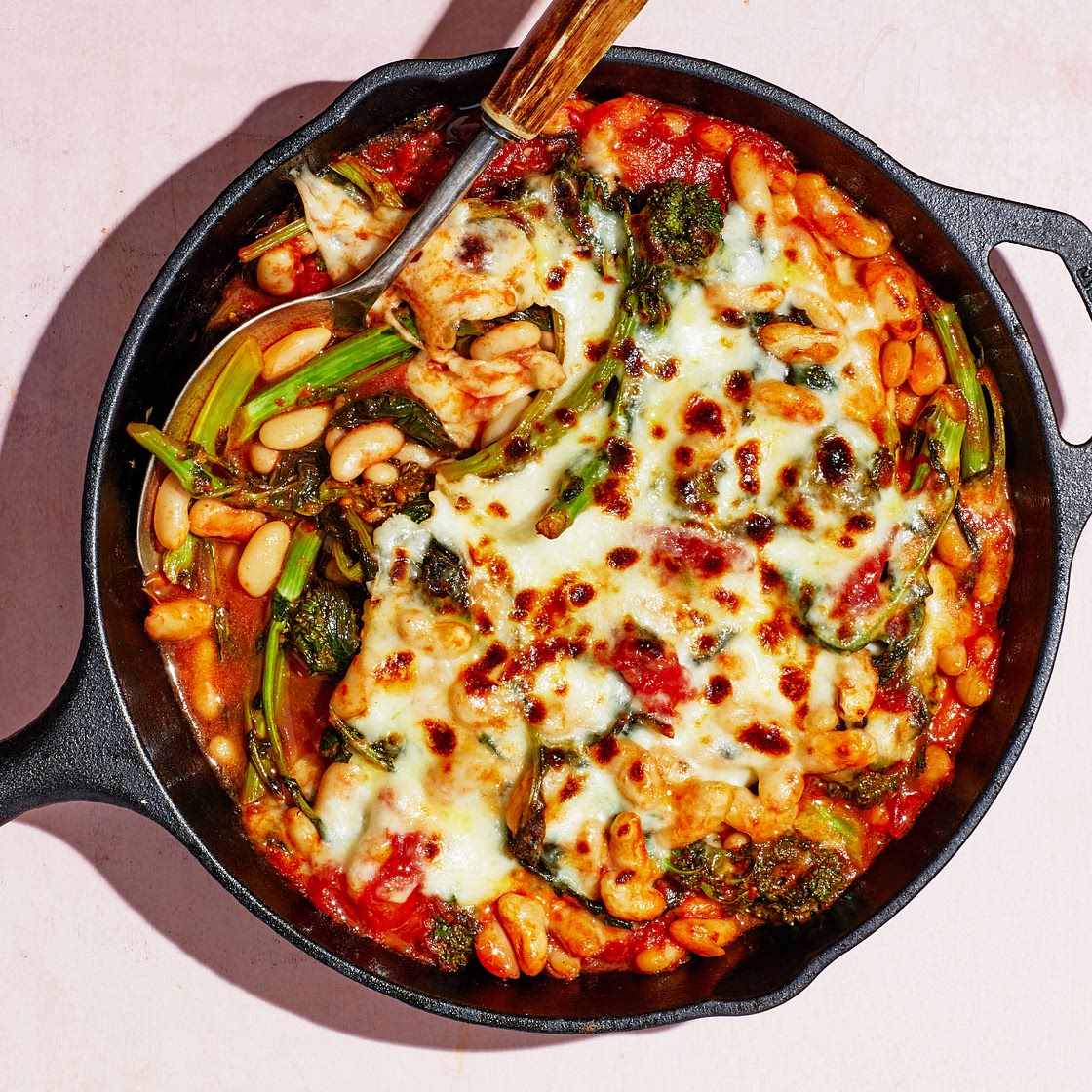 Cheesy Tomato Beans With Broccoli Rabe