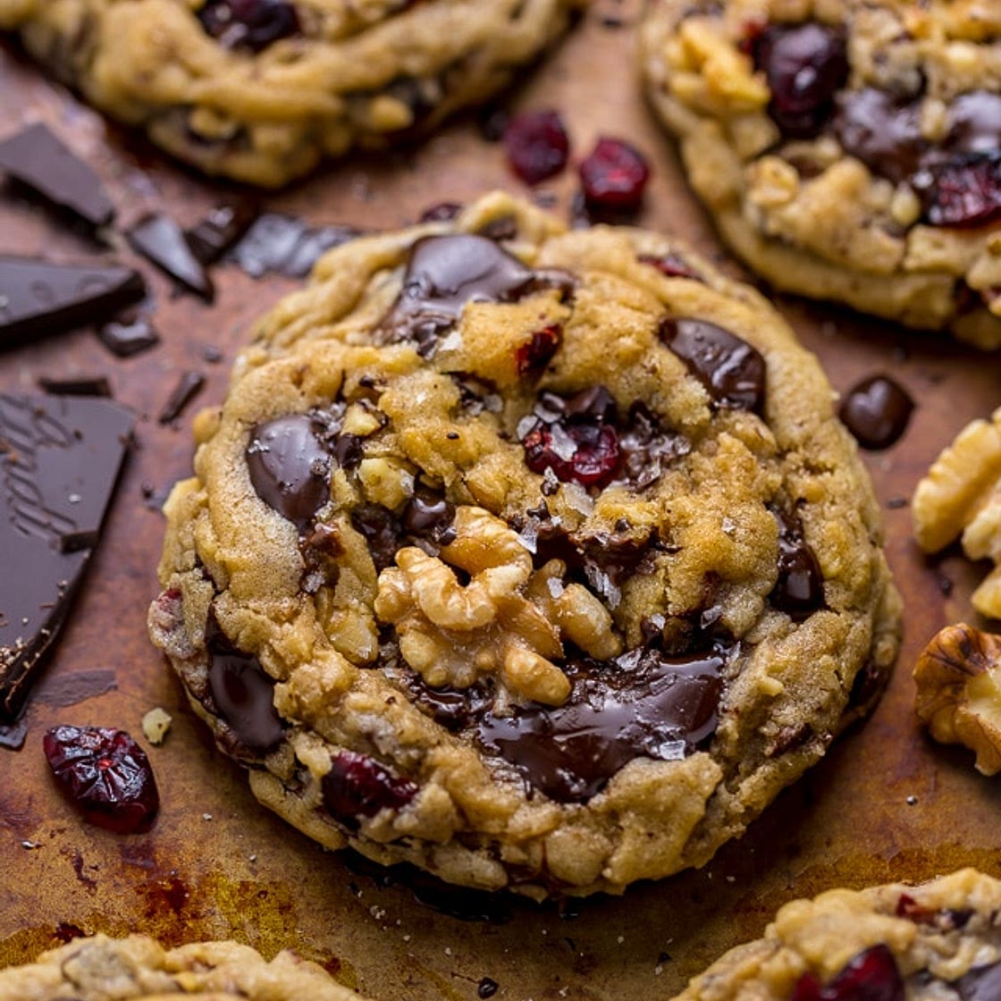 Dark Chocolate Cranberry Walnut Cookies