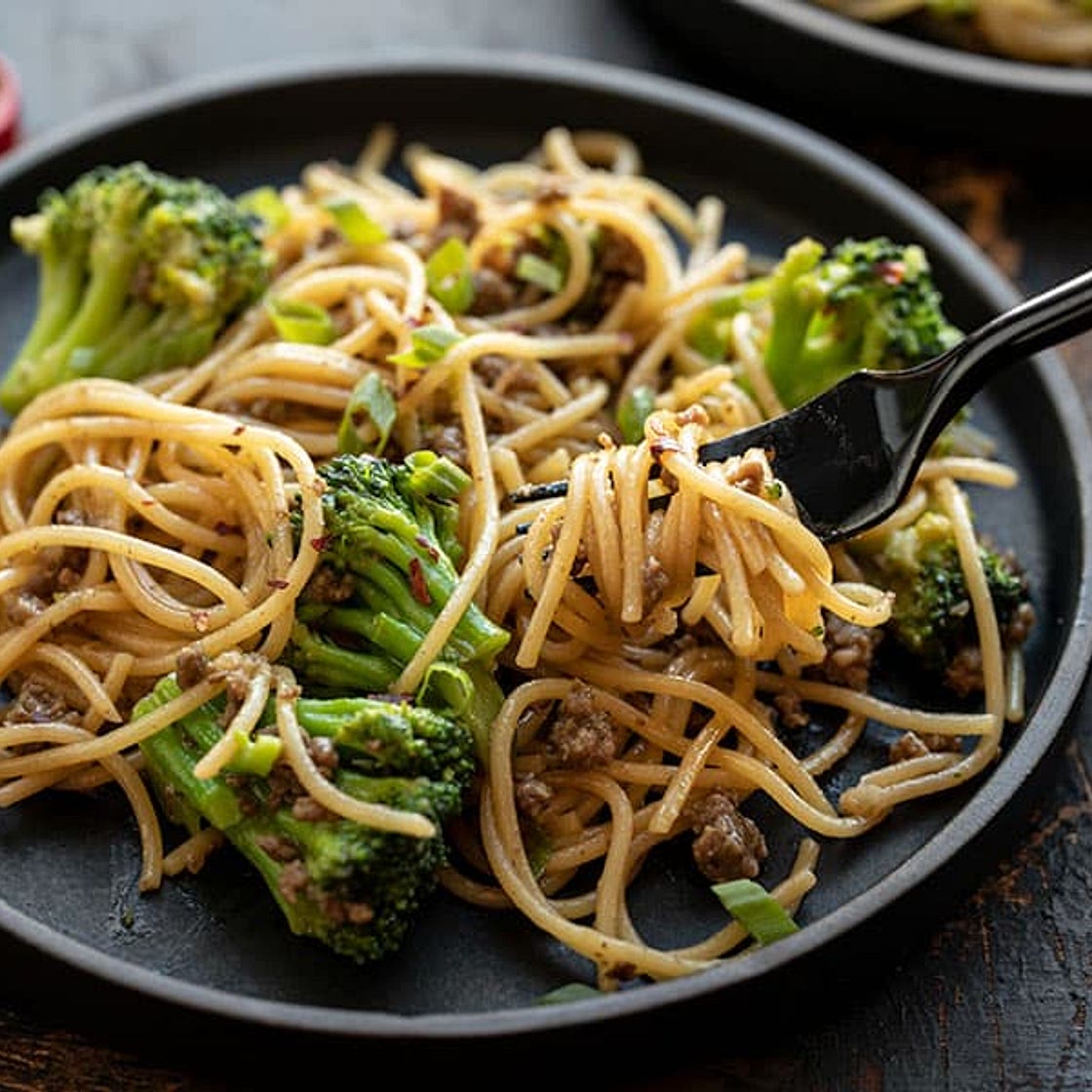 Garlic Noodles with Beef and Broccoli