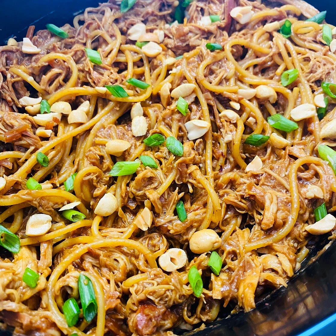Slow Cooker Peanut Chicken Noodles