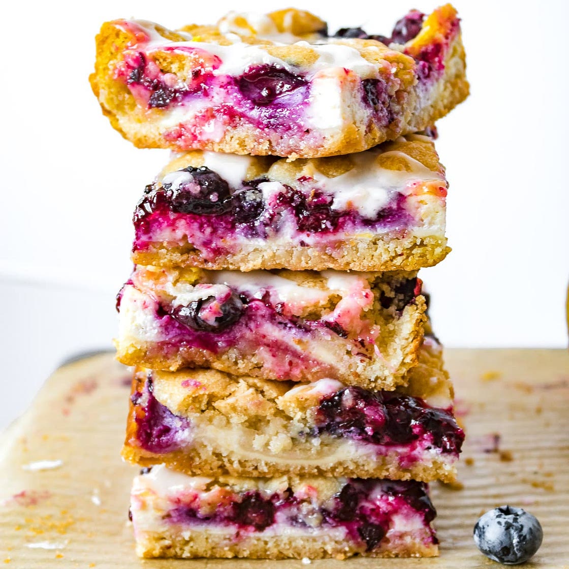 Blueberry Cream Cheese Bars - Easy Lemon Blueberry Cheesecake Dessert!