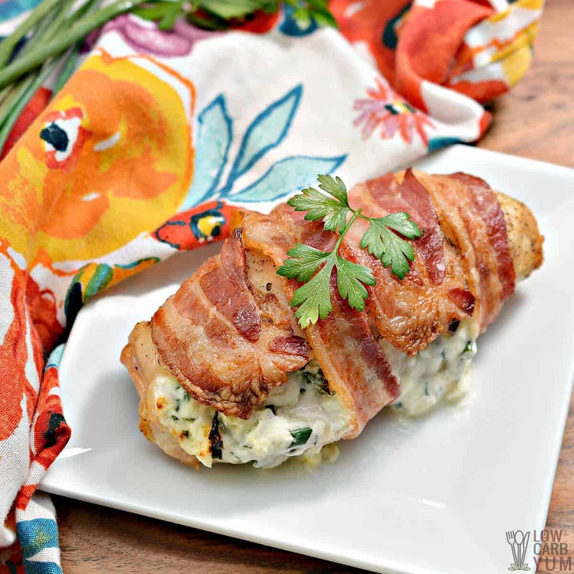 Bacon-Wrapped Cream Cheese Stuffed Chicken