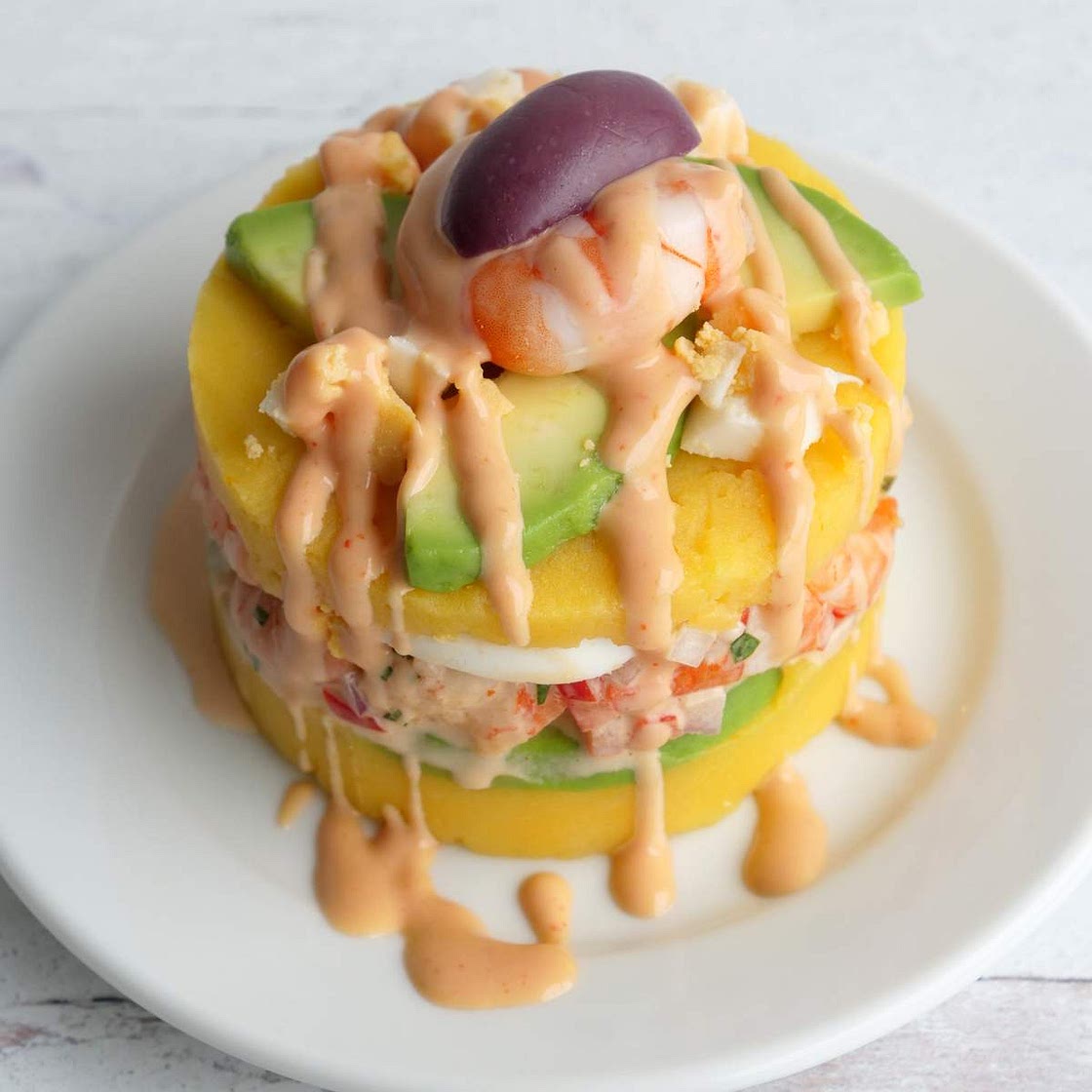 Peruvian Causa de Camarones