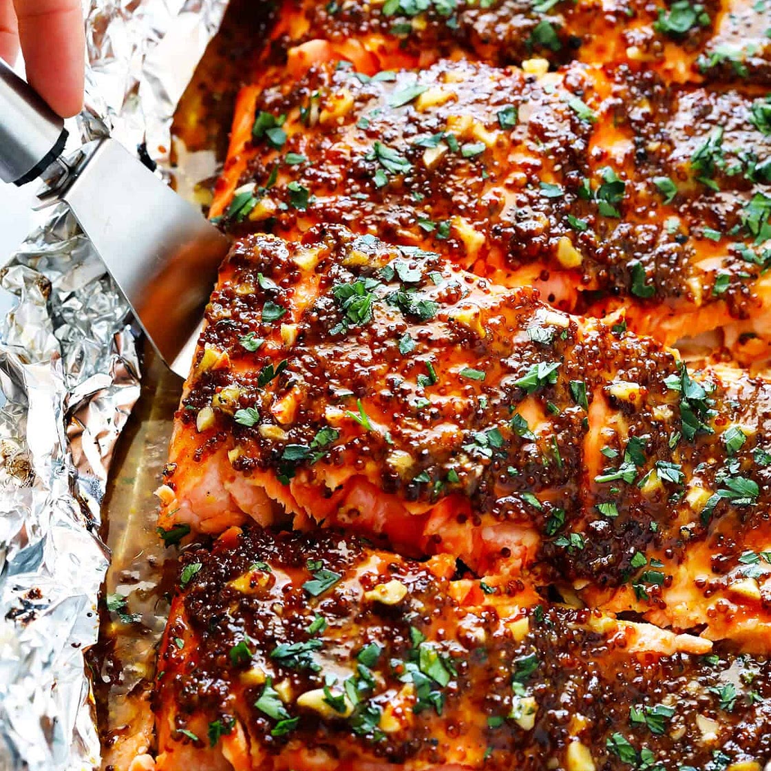 Honey Mustard Salmon In Foil