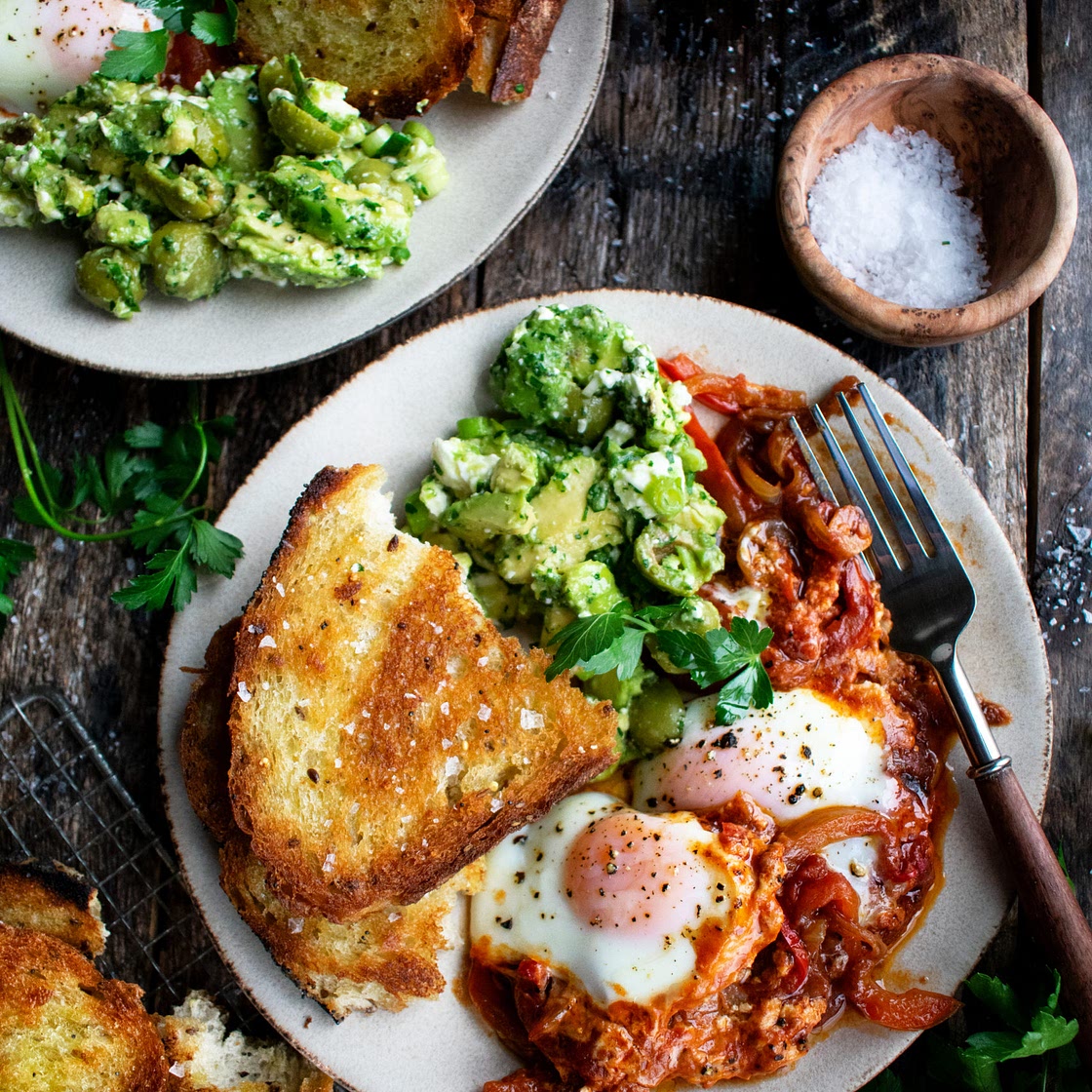 Shakshuka with Feta & Avocado Salad