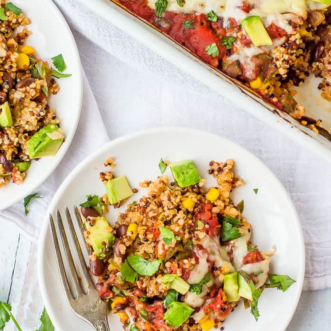 Veggie-Loaded Quinoa Black Bean Casserole