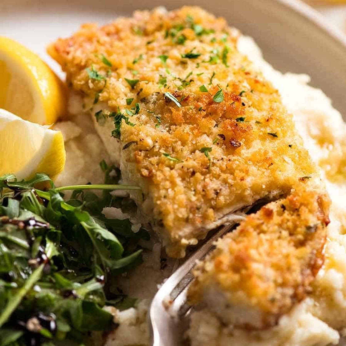 Healthy Parmesan Garlic Crumbed Fish