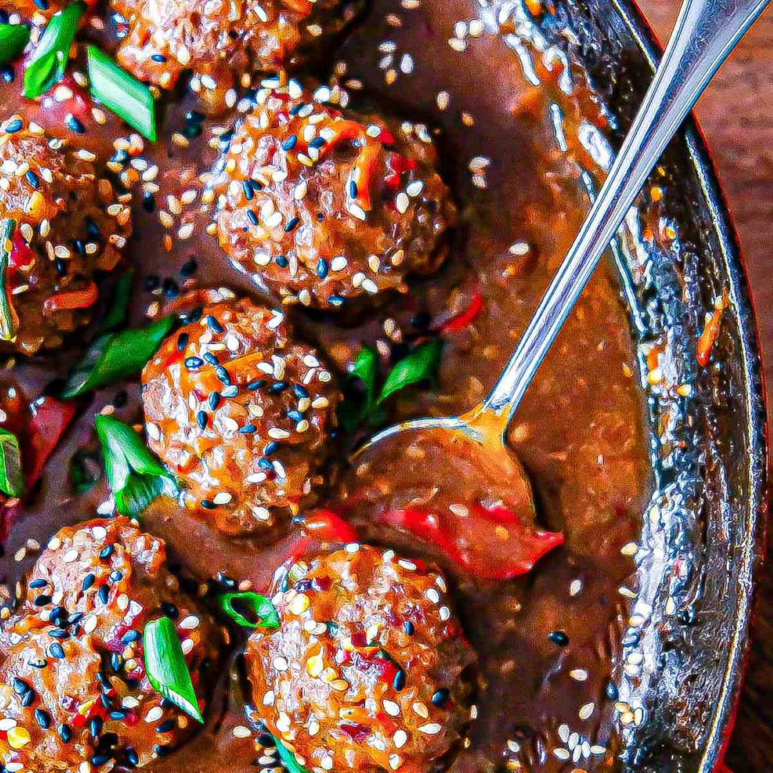 Super Saucy, Sweet & Spicy Hoisin Meatballs
