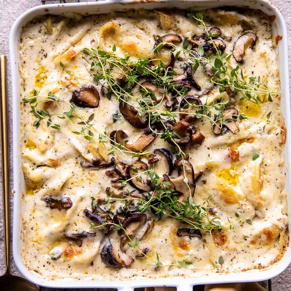 Creamy White Wine Mushroom Stuffed Shells