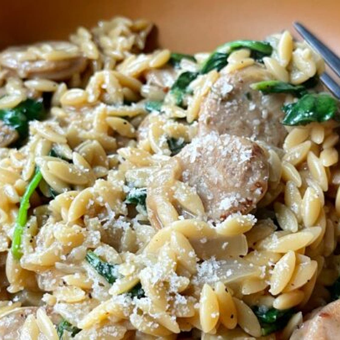 One Pan Chicken Sausage Orzo