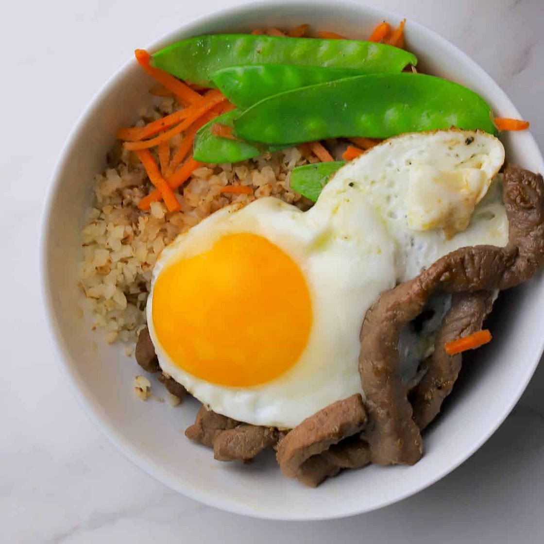 Keto Bibimbap Recipe with Crispy Cauli Rice and Beef