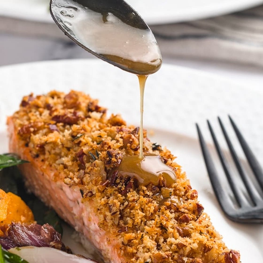 Pecan Crusted Salmon with Maple-Bourbon Glaze