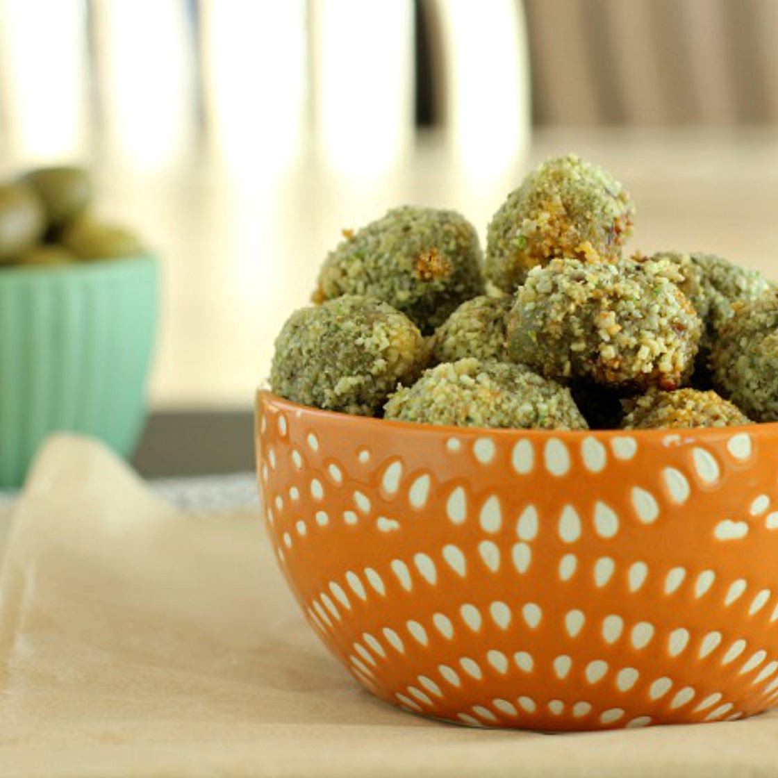 Oven Fried Stuffed Olives