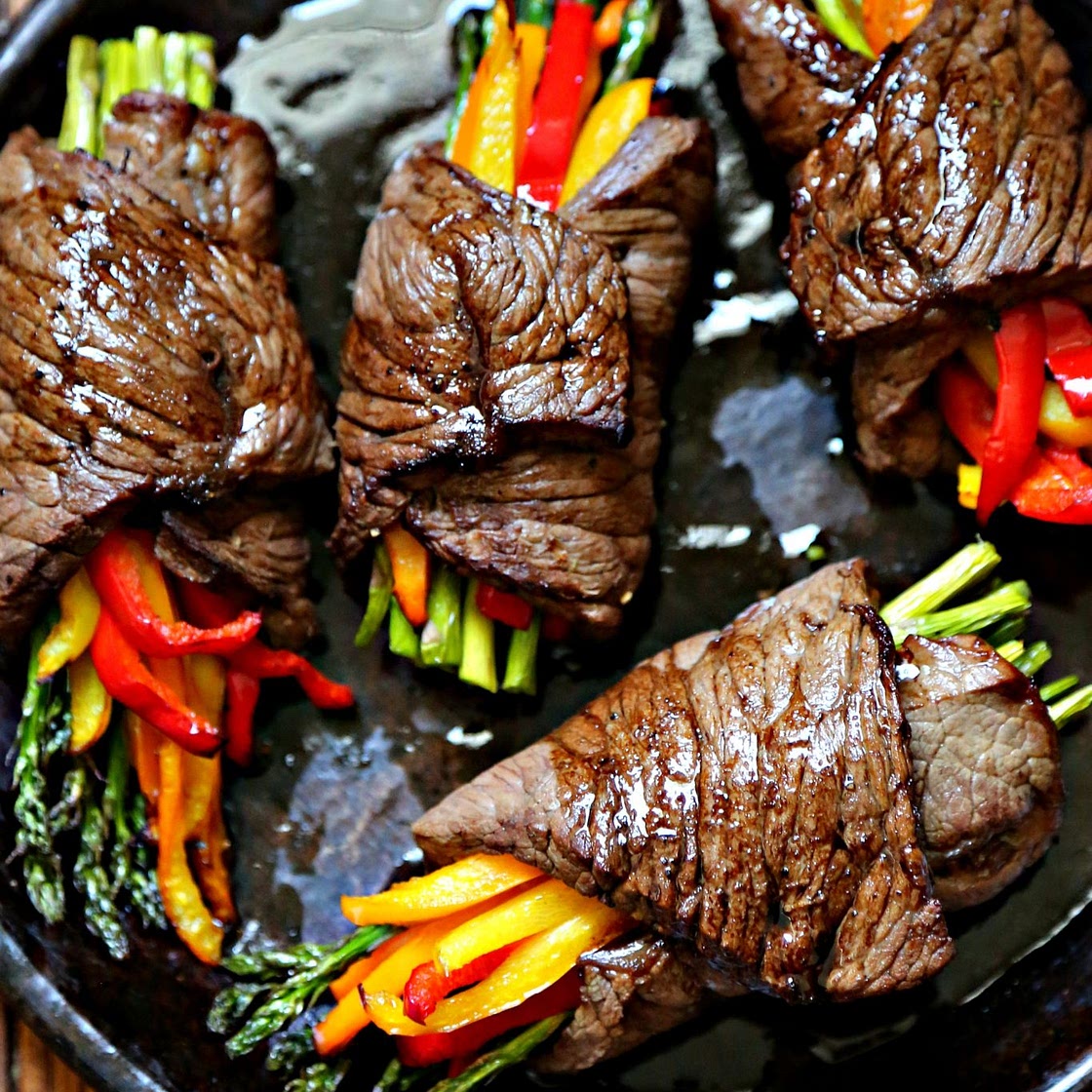 Air Fried Steak and Asparagus Bundles