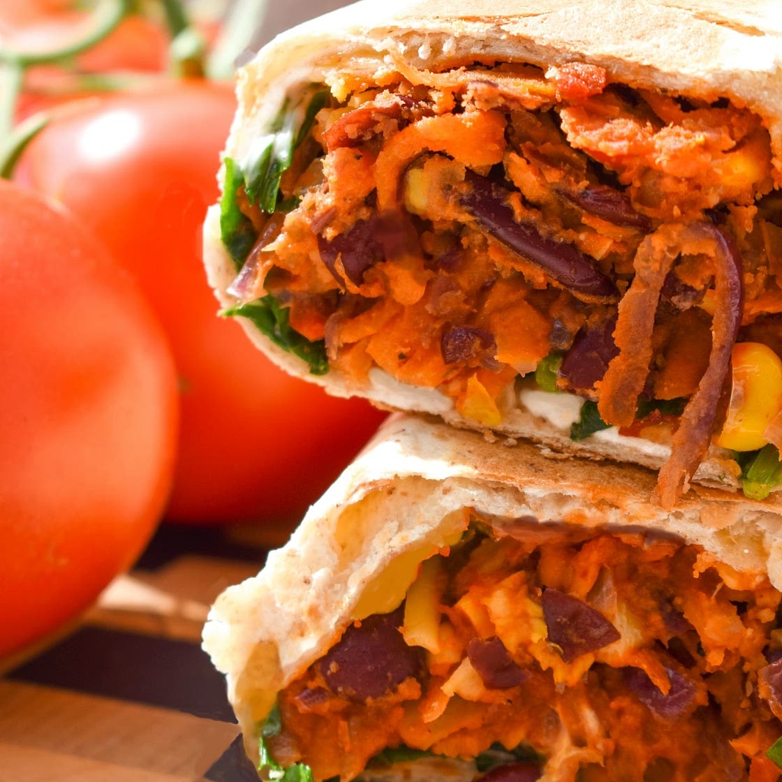 Vegan Spicy Bean Burritos with Cheese