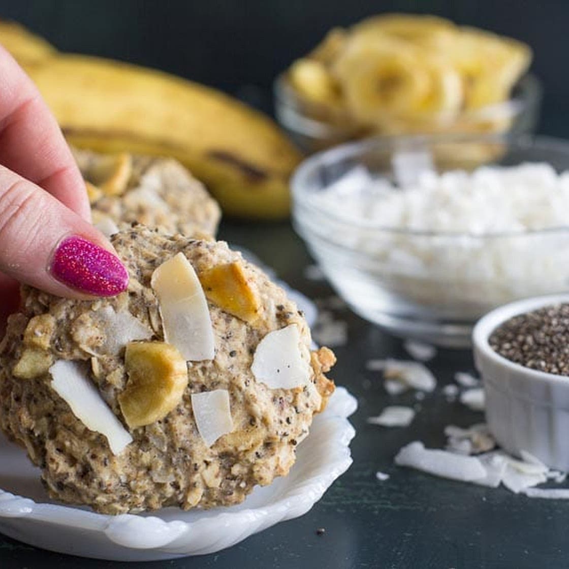Low FODMAP Banana Coconut Oat Breakfast Cookies