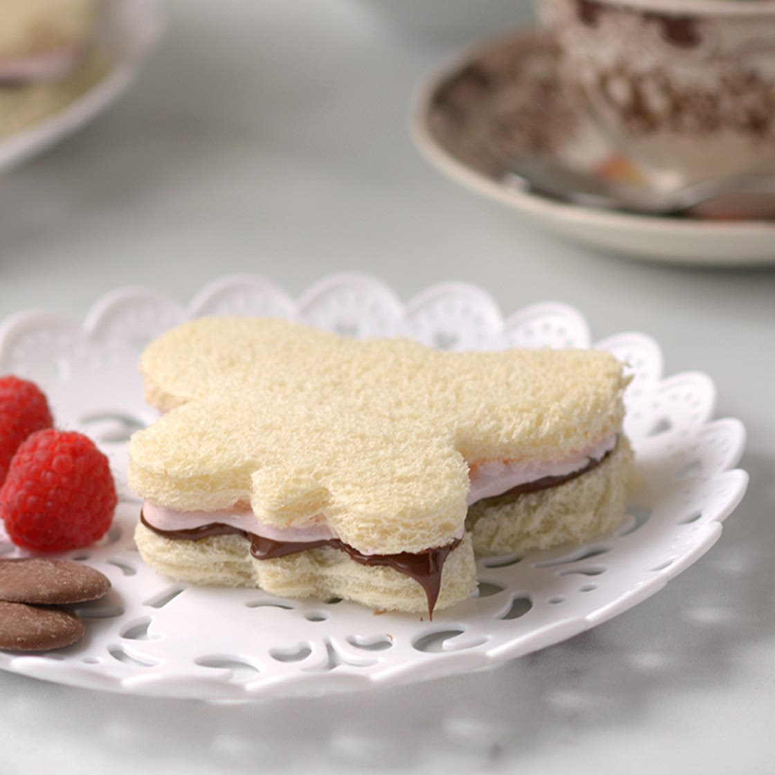 Butterfly Raspberry Fluff and Nutella Tea Sandwiches