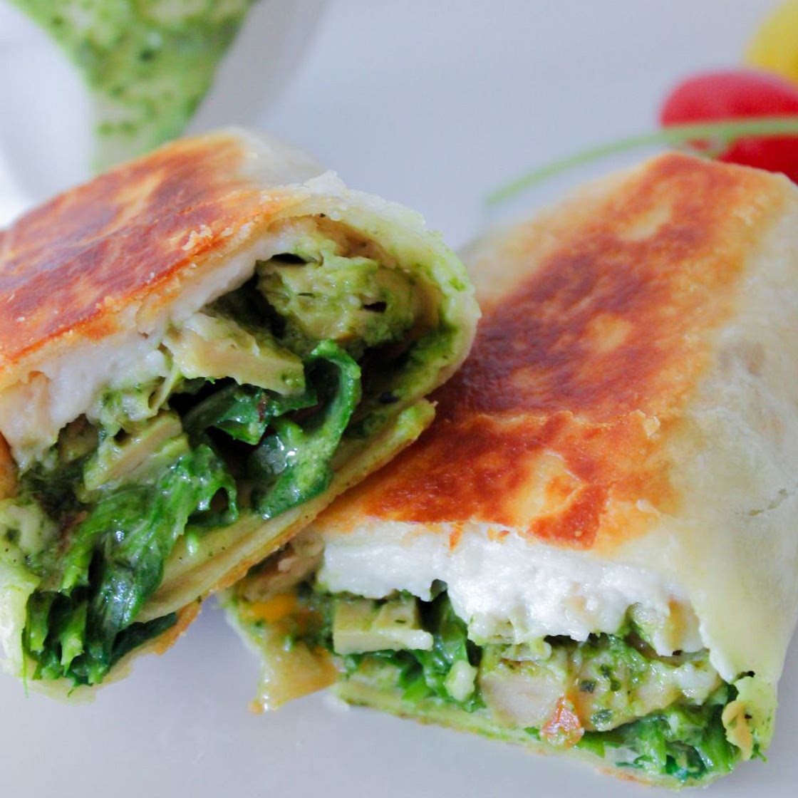 Vegan Chicken Wraps with Pesto Mayo