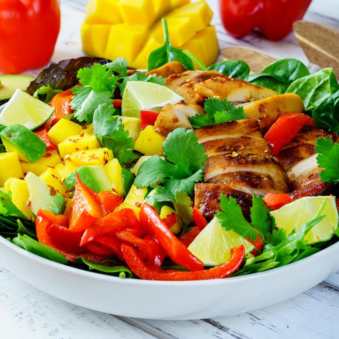 Eat Clean with this Glorious Sweet and Sour Chicken Mango + Avocado Salad!