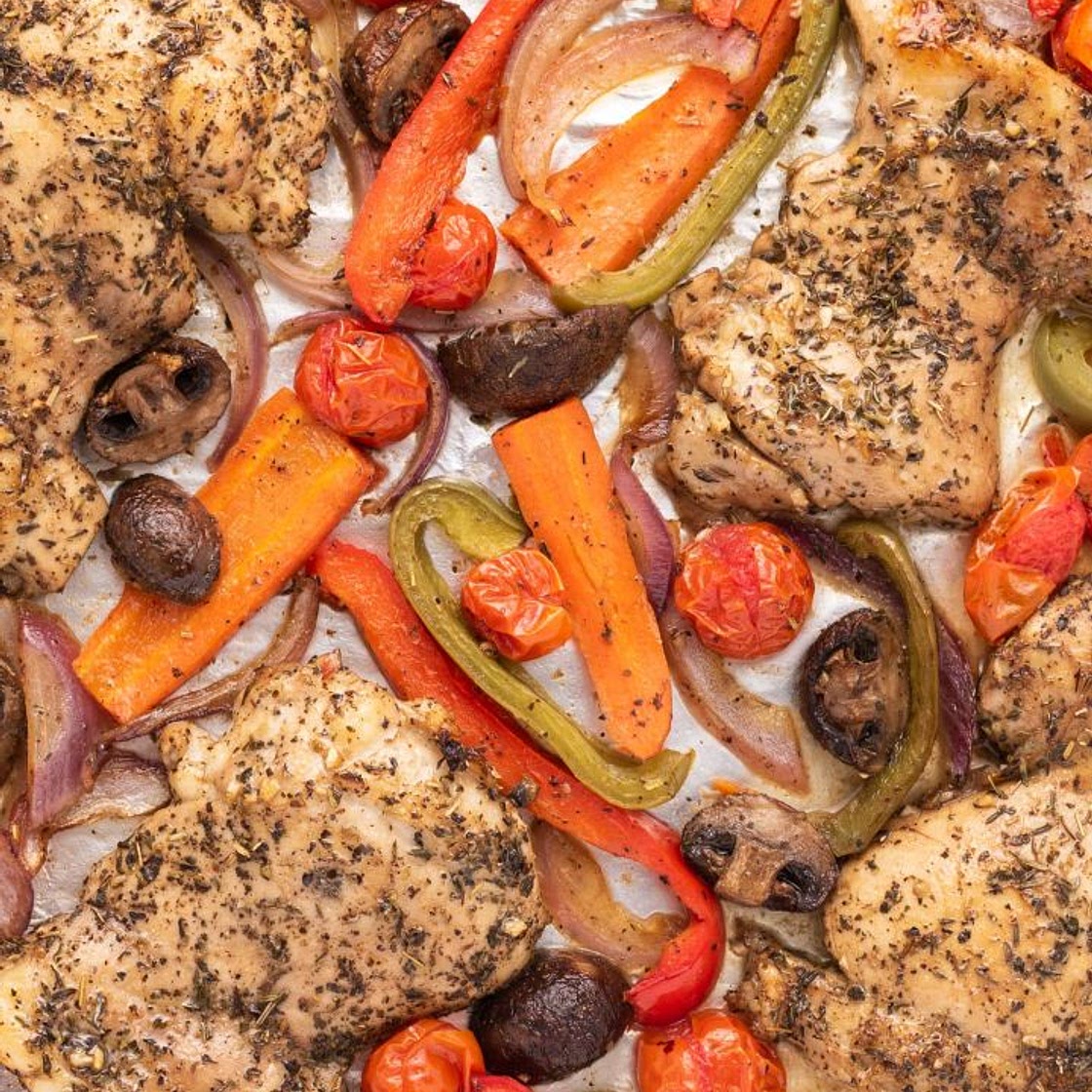 Roasted Balsamic Chicken Thighs and Vegetables