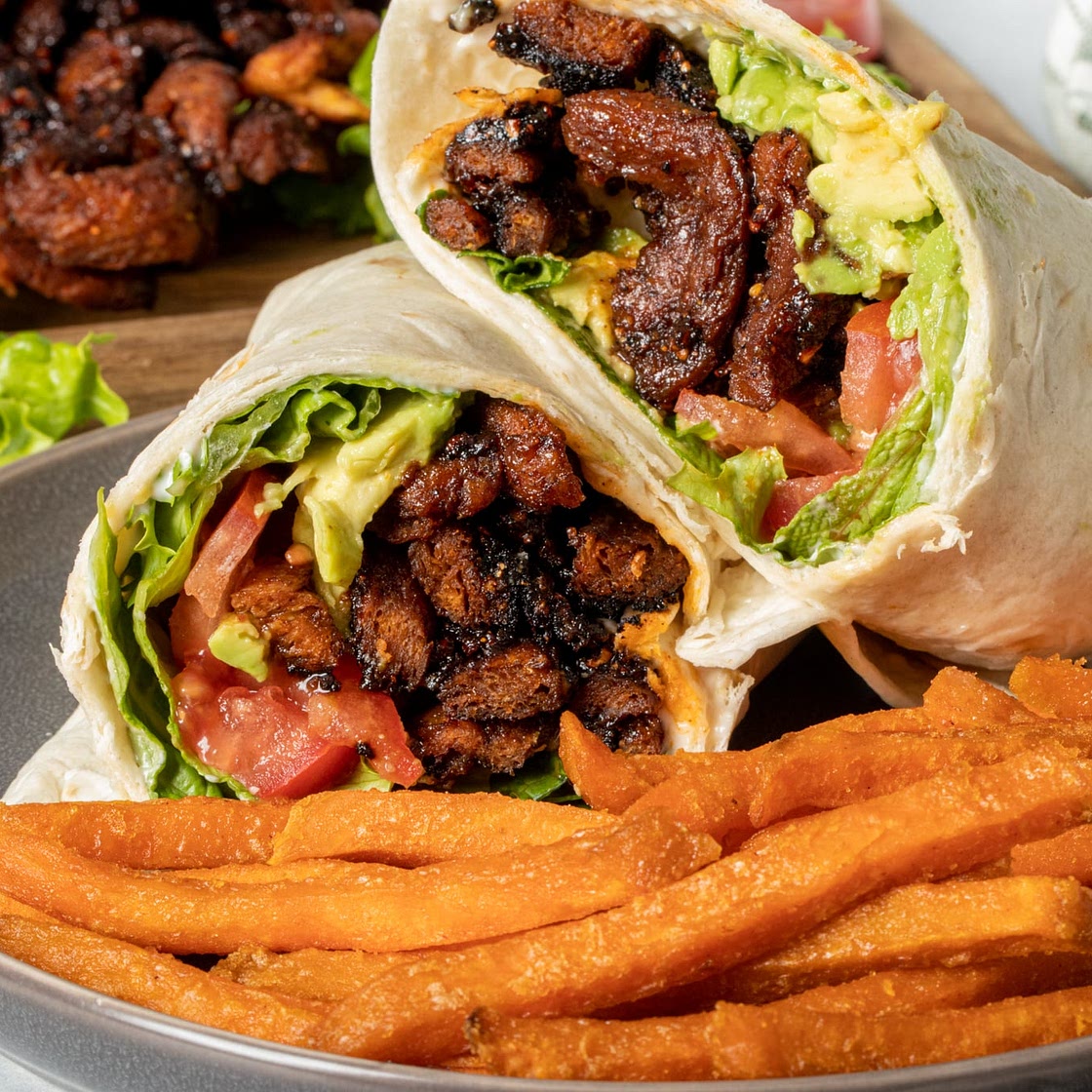Soy Curl Bacon + Vegan BLT Wraps!