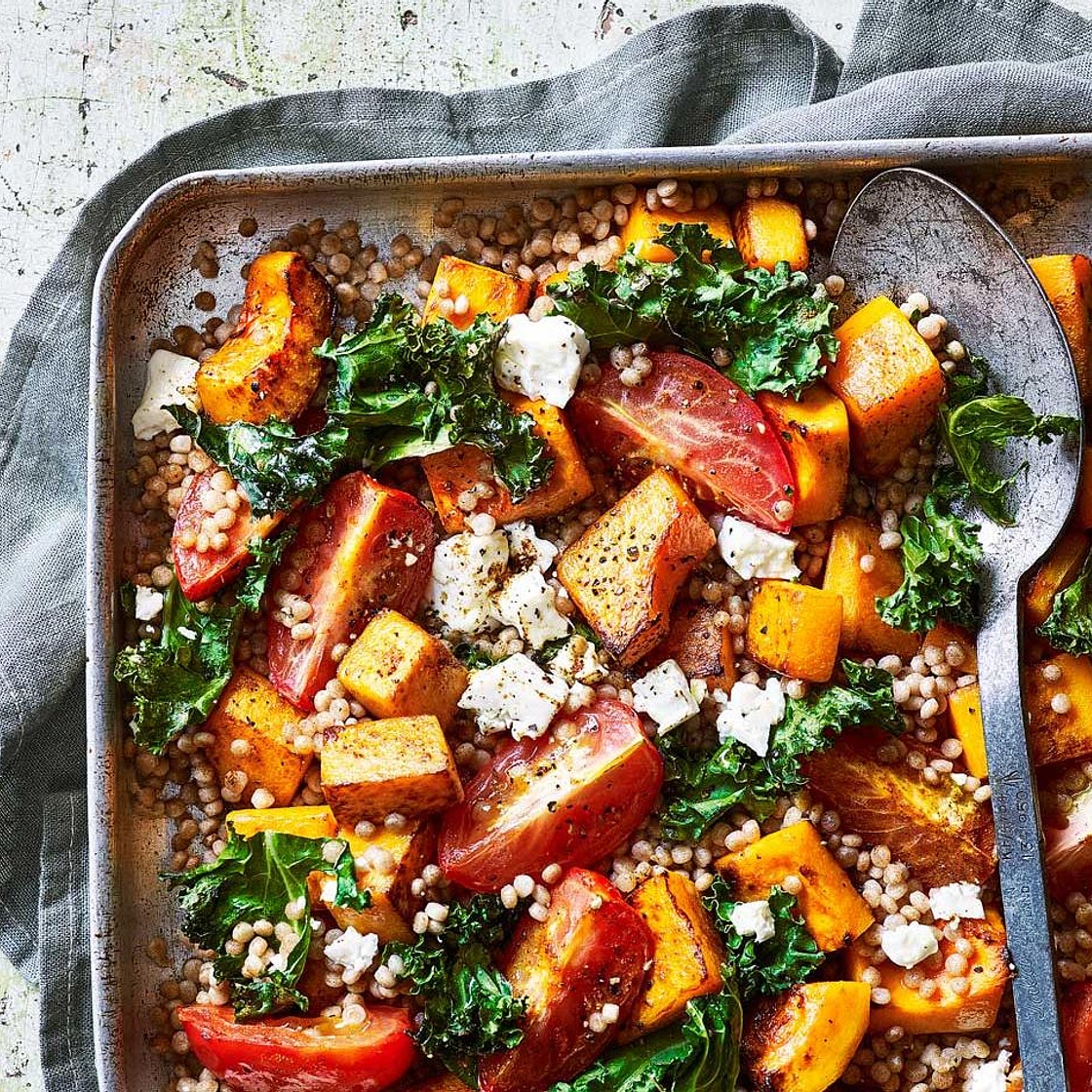 Autumn couscous with roast squash and feta