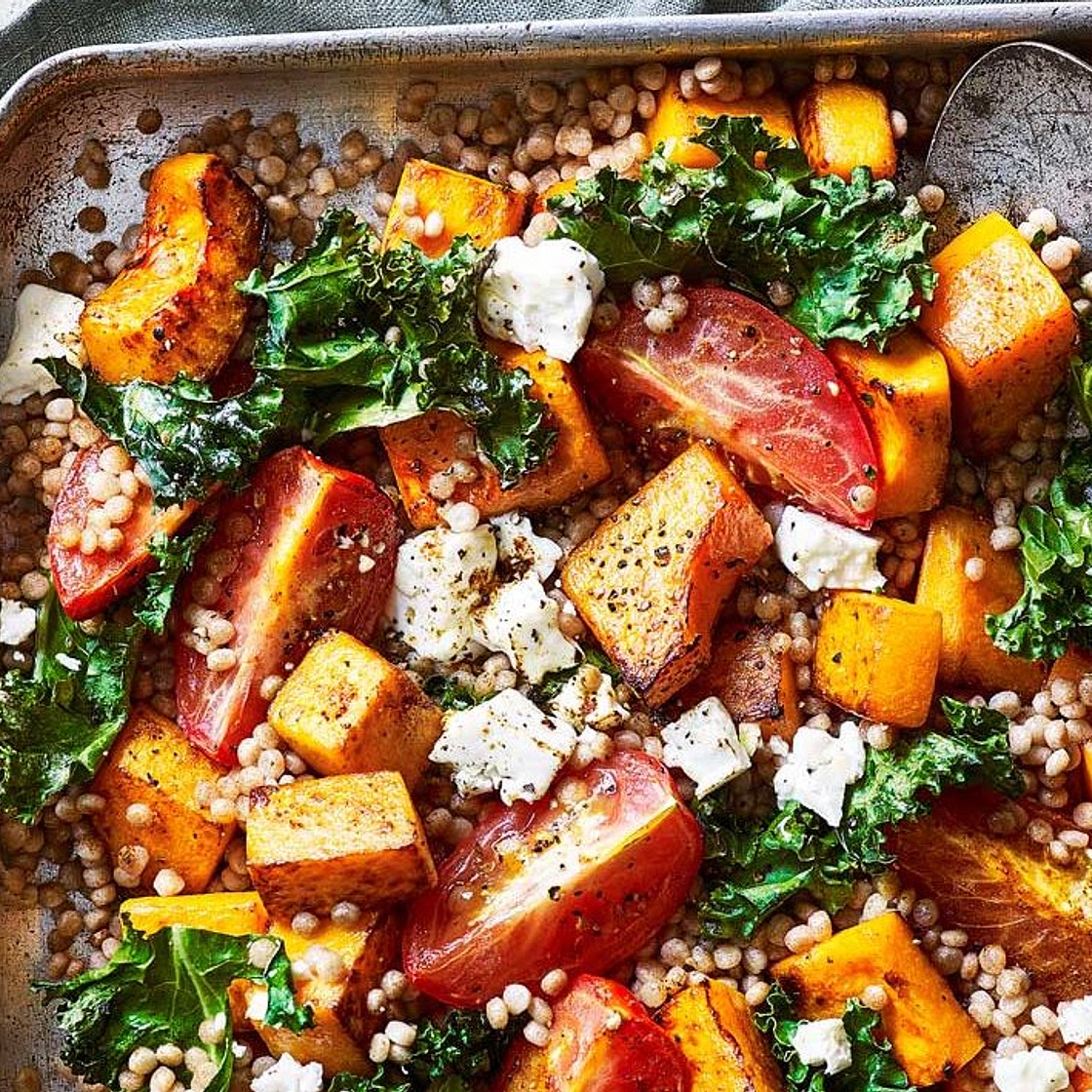 Autumn couscous with roast squash and feta