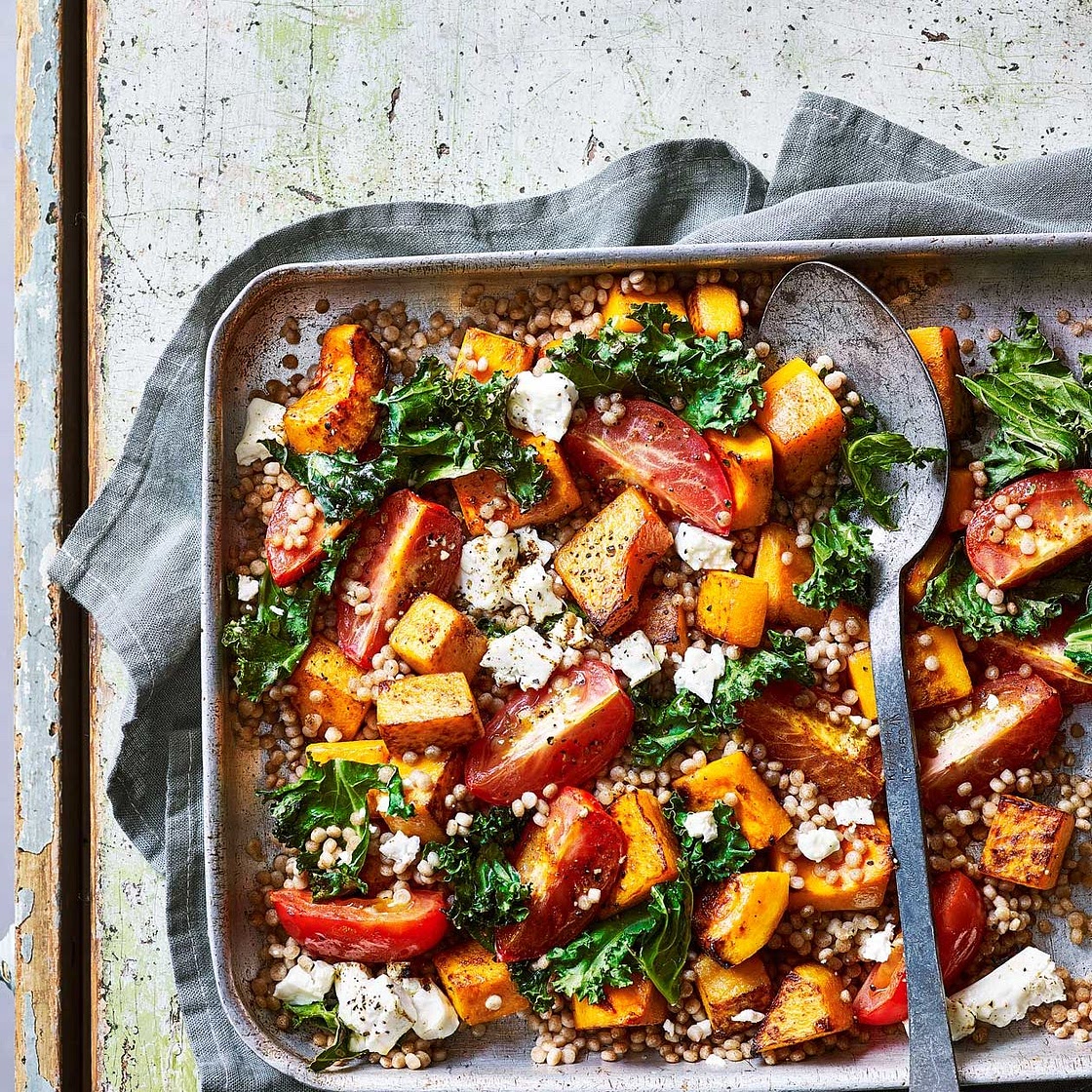 Autumn couscous with roast squash and feta