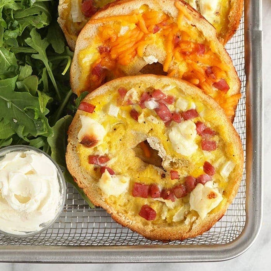 Ham and Cheese Bagel Quiches