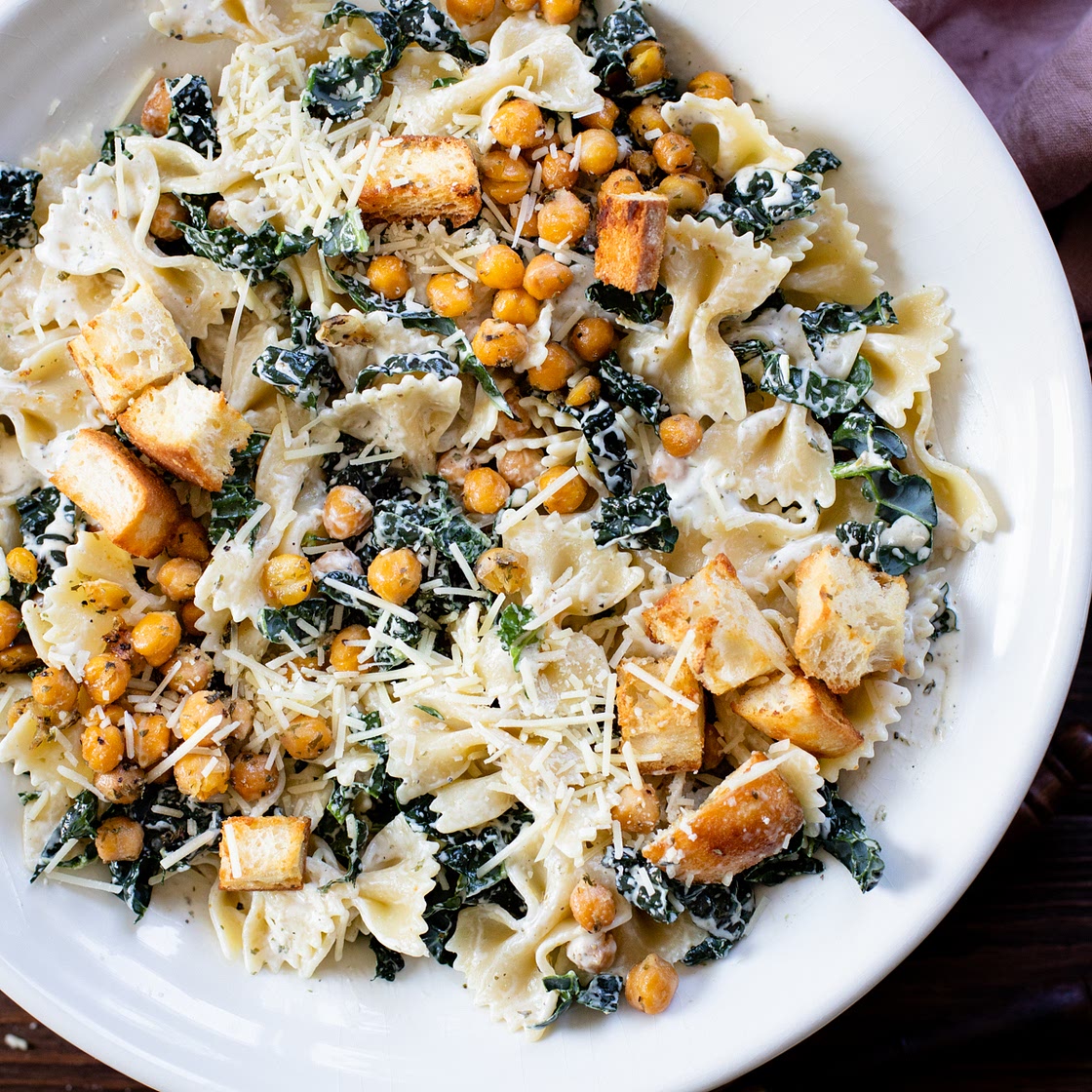 Kale Caesar Pasta Salad