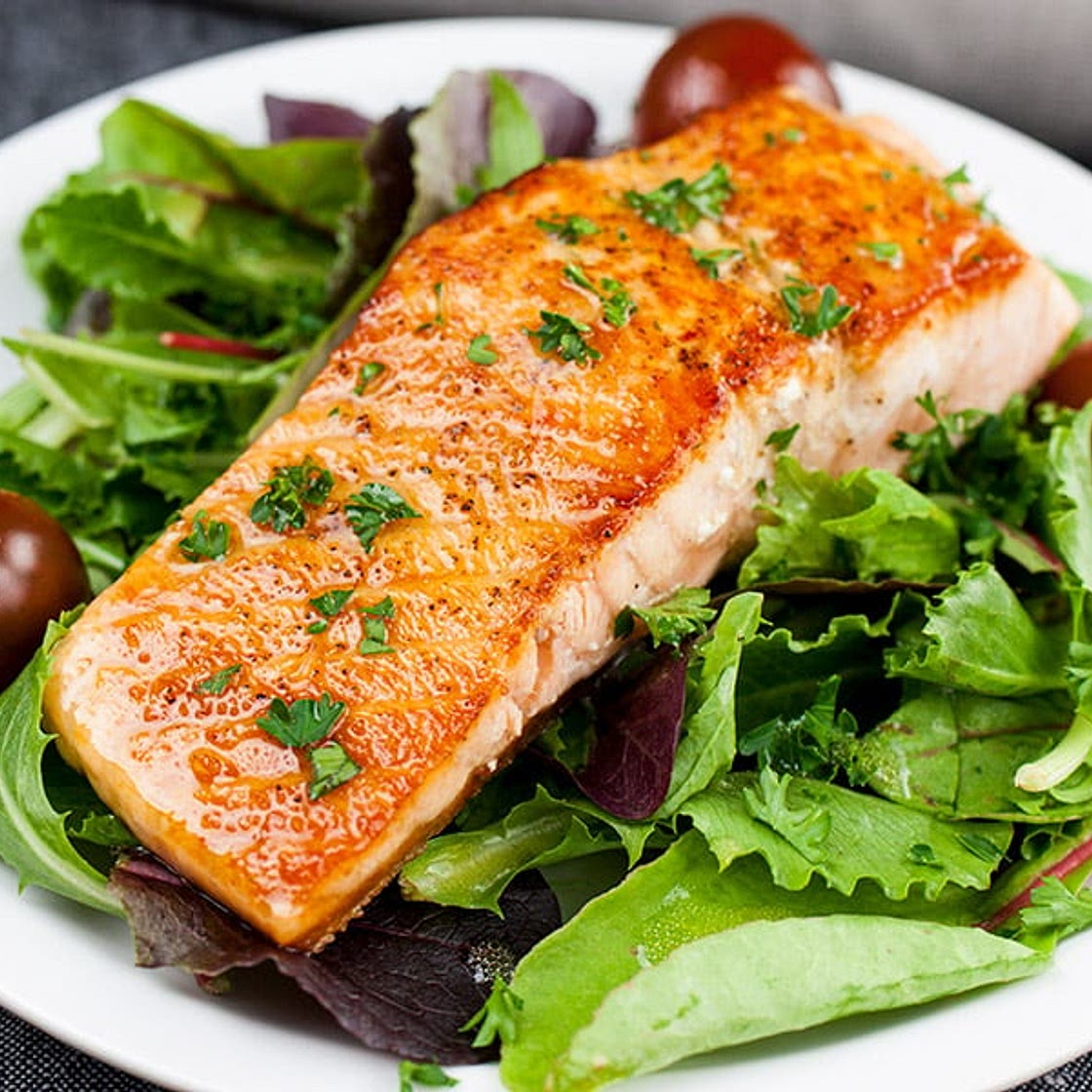 Pan-Seared Salmon Salad with Lemon Dijon Vinaigrette