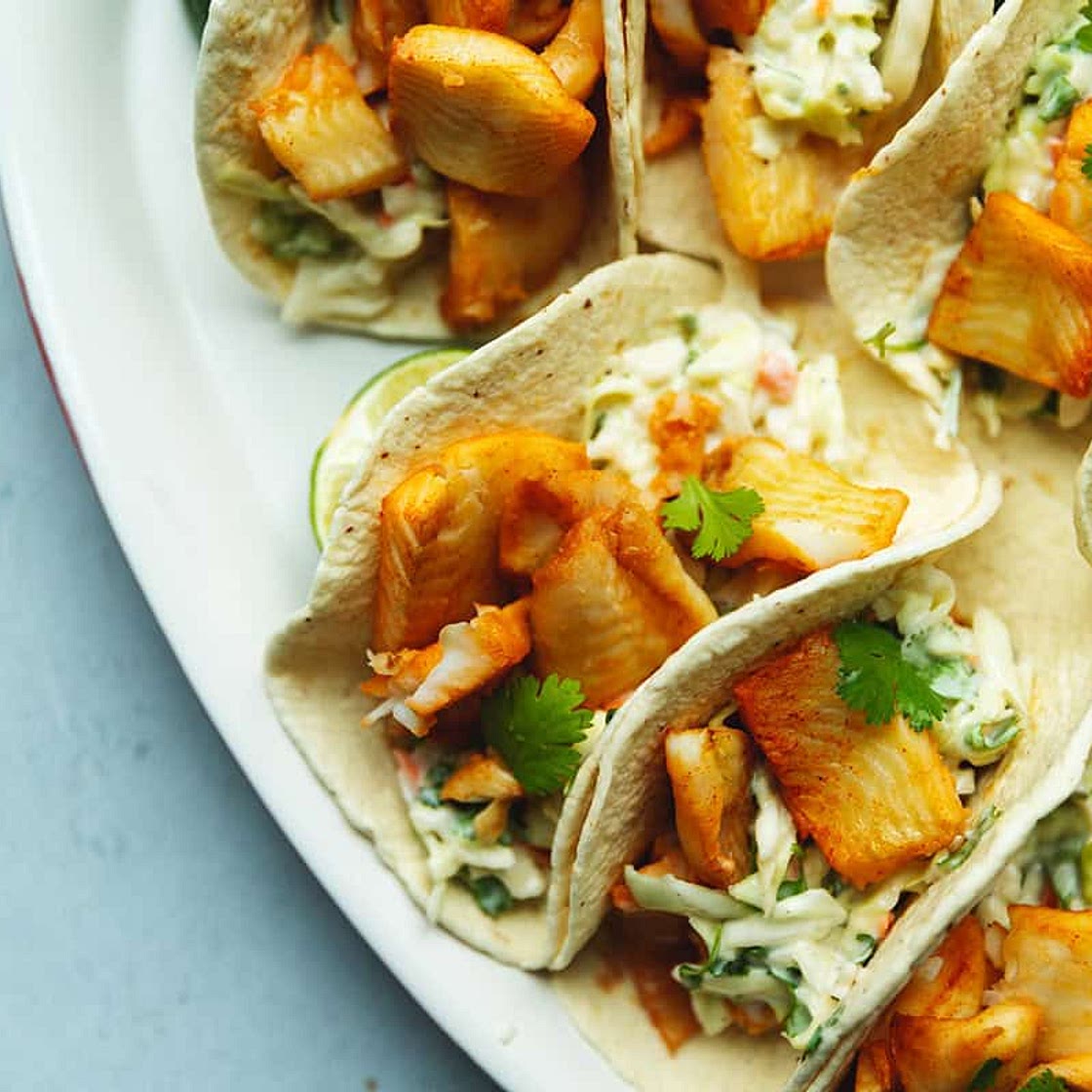 Air Fryer Fish Tacos with Creamy Slaw