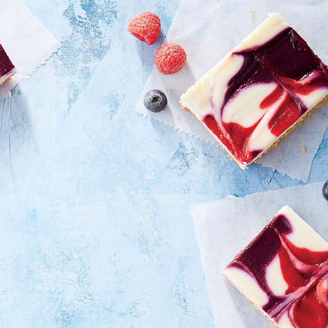 Red, White, and Blue Cheesecake Bars