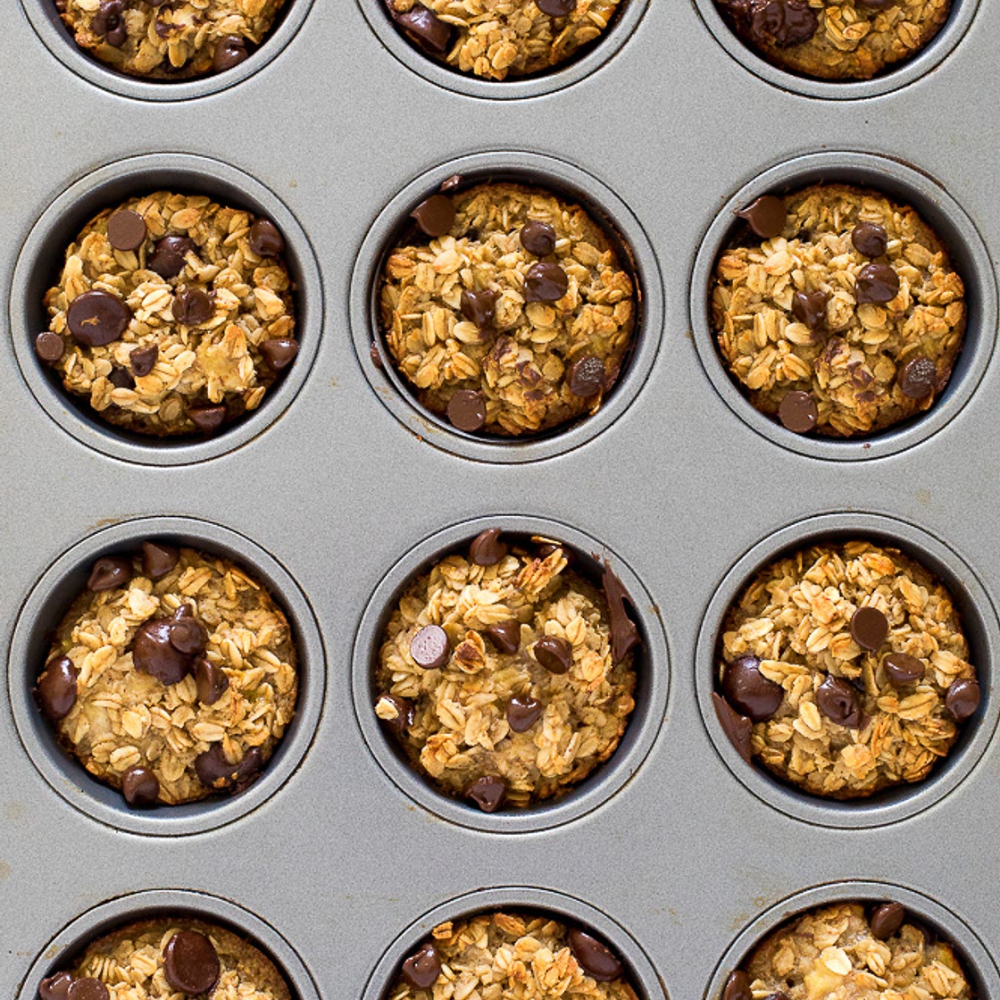 Healthy Banana Chocolate Oatmeal Muffins