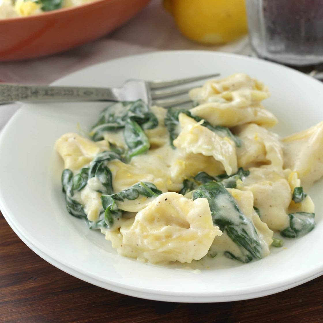 Tortellini with Spinach and Lemon Cream Sauce