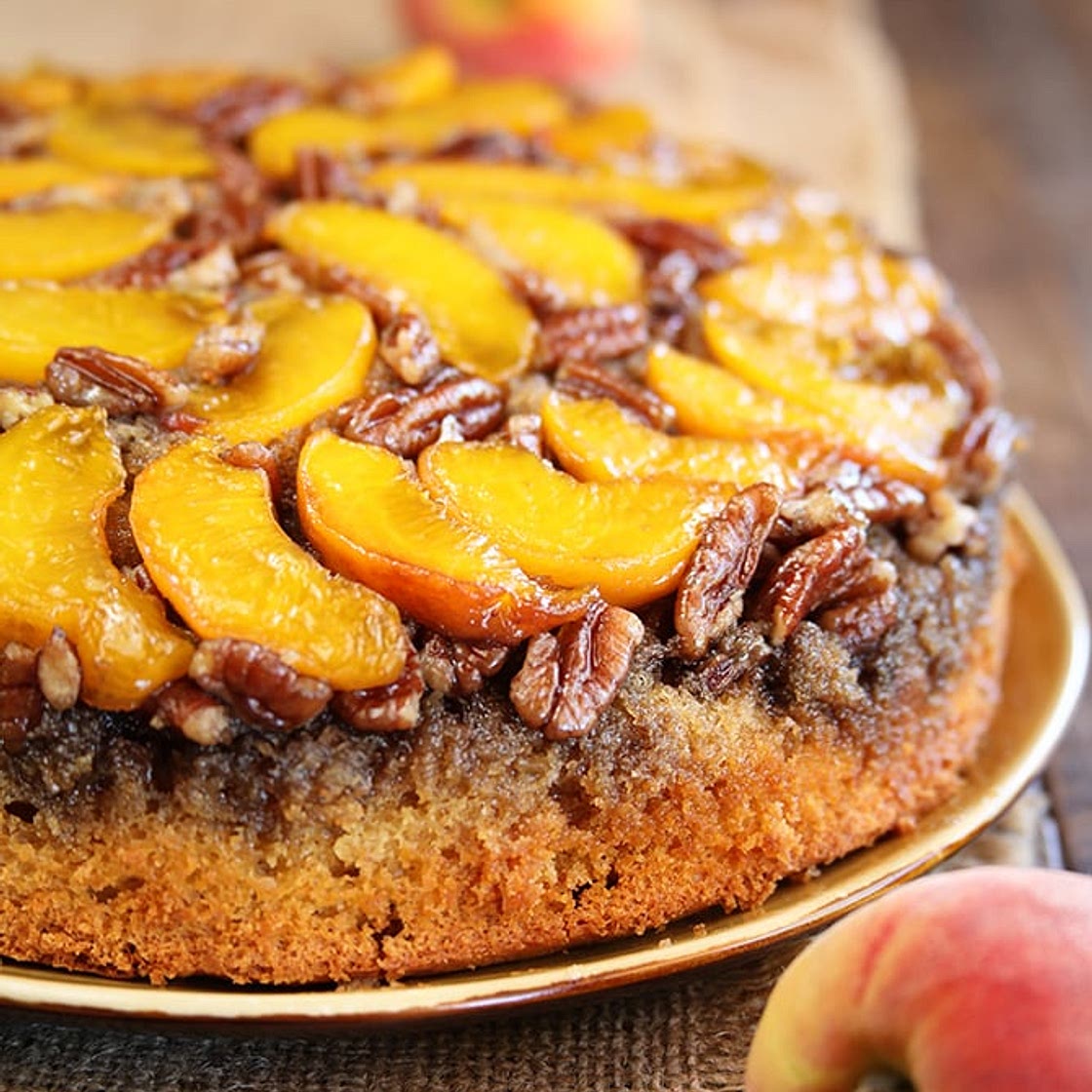 Peach Pecan Upside Down Cake