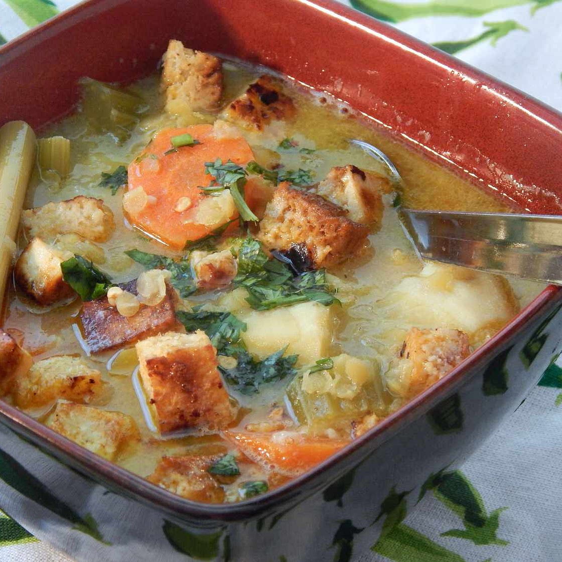 Vegetable Tofu Soup with Lemongrass and Coconut Milk